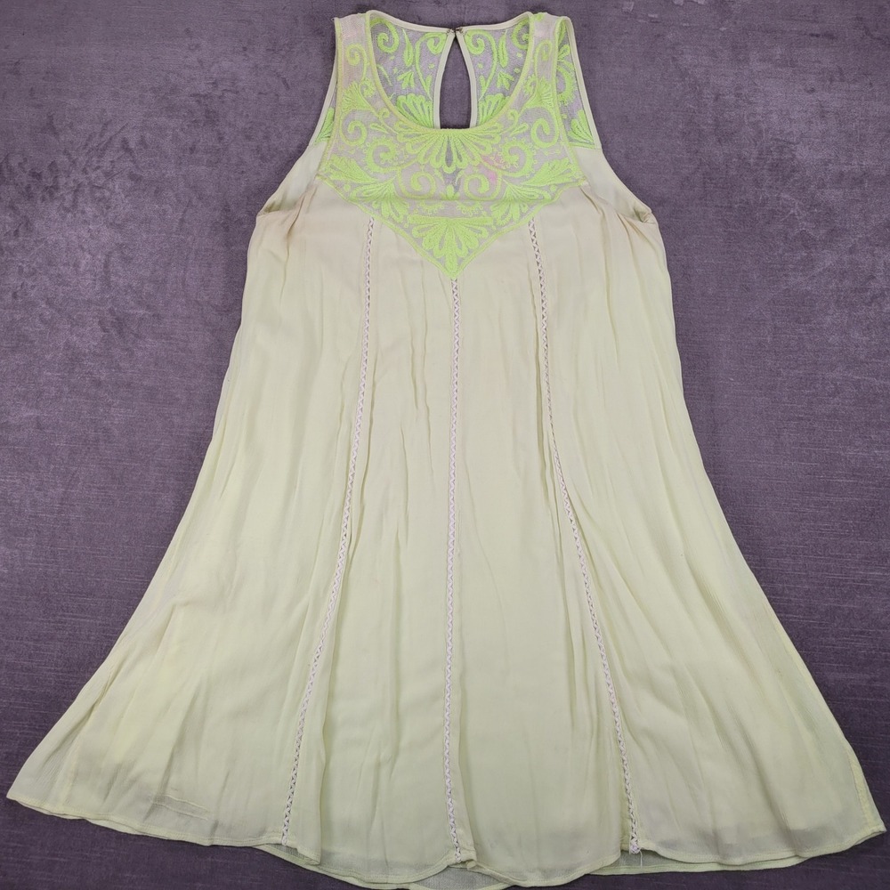 Lilly Pulitzer Cammie Trapeze Embroidered Dress Lemon Drop Neon Yellow Med